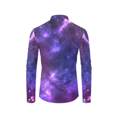 Celestial Purple Blue Galaxy Men's Long Sleeve Shirt