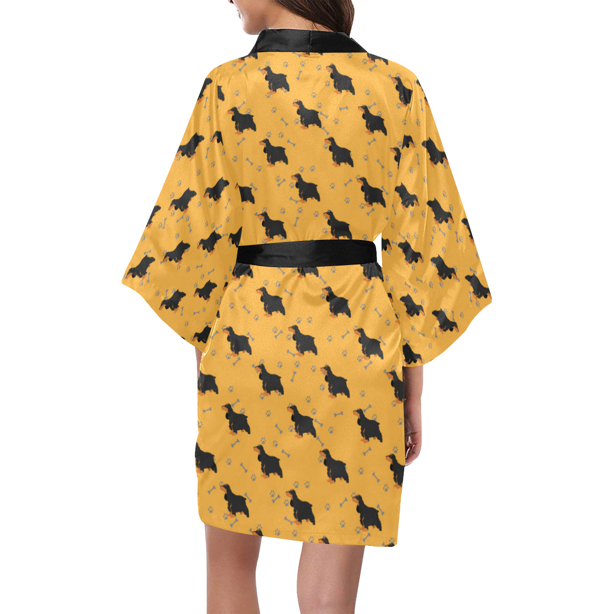 Cocker Pattern Print Design 01 Women's Short Kimono