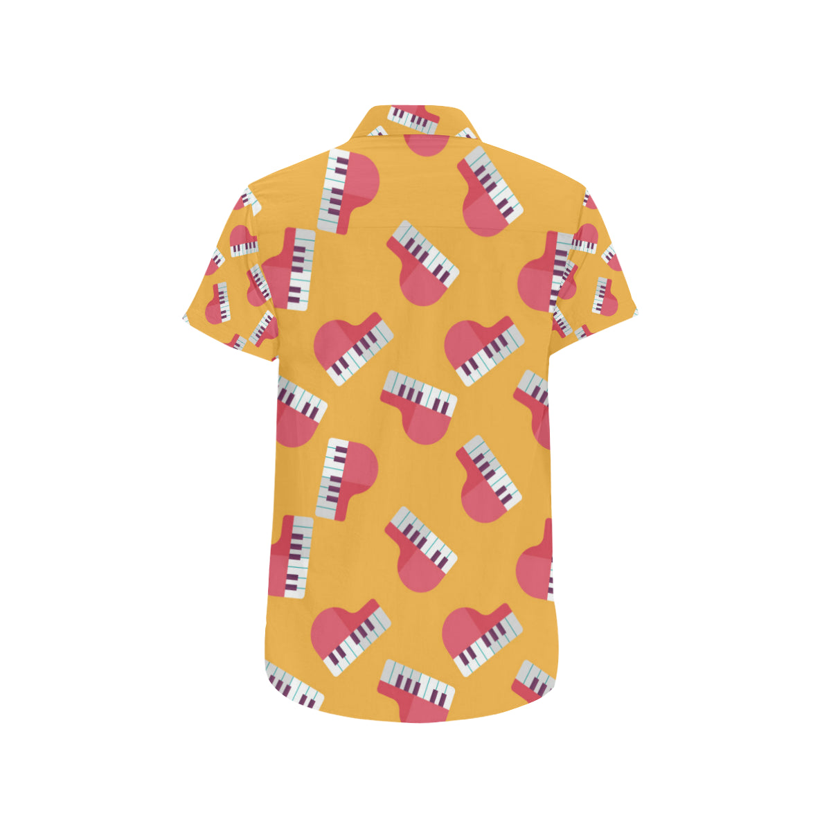 Piano Pattern Print Design 02 Men's Short Sleeve Button Up Shirt