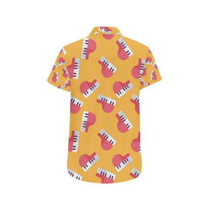 Piano Pattern Print Design 02 Men's Short Sleeve Button Up Shirt
