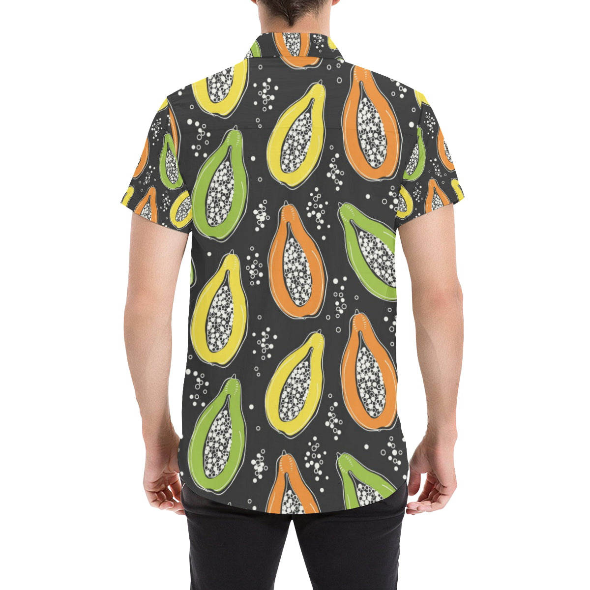 Papaya Pattern Print Design PP05 Men's Short Sleeve Button Up Shirt