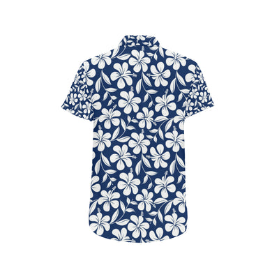 Hibiscus Pattern Print Design HB031 Men's Short Sleeve Button Up Shirt