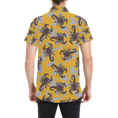 Scorpion Pattern Print Design 01 Men's Short Sleeve Button Up Shirt