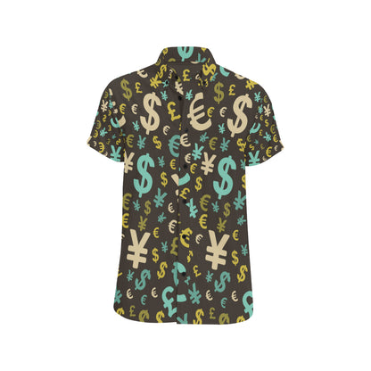 Money Pattern Print Design 01 Men's Short Sleeve Button Up Shirt