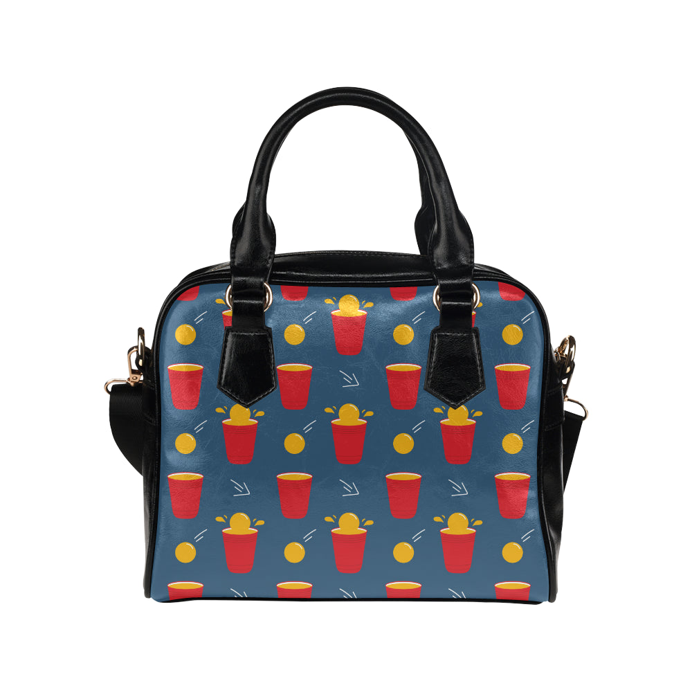 Beer Pong Pattern Print Design 02 Shoulder Handbag