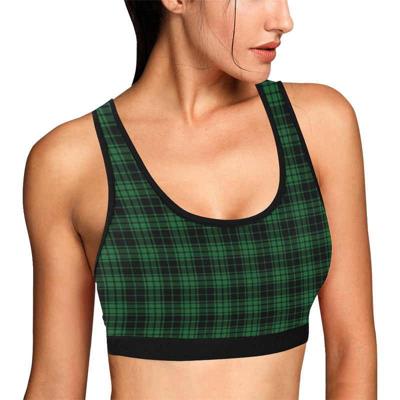 Green Tartan Plaid Pattern Sports Bra