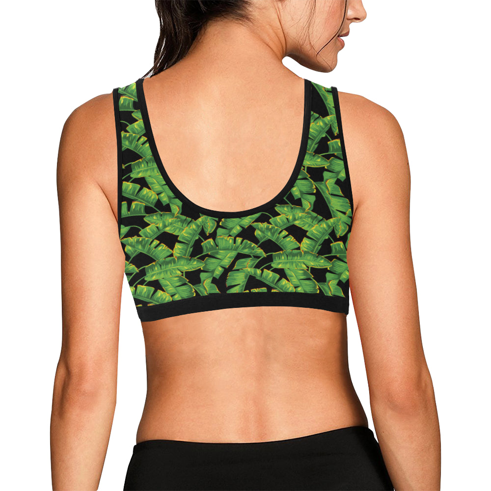 Banana Leaf Pattern Print Design 03 Sports Bra