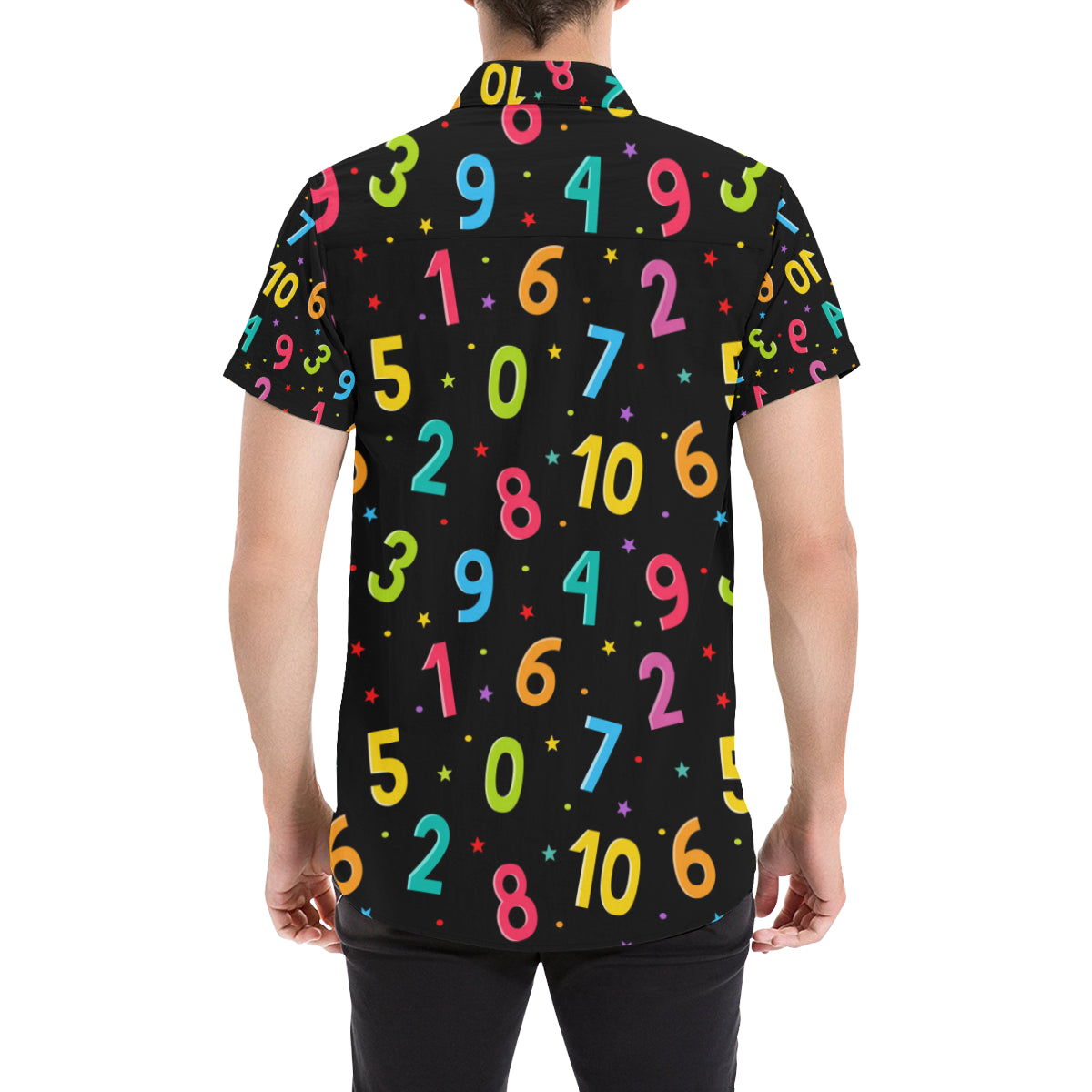 Number Pattern Print Design A04 Men's Short Sleeve Button Up Shirt