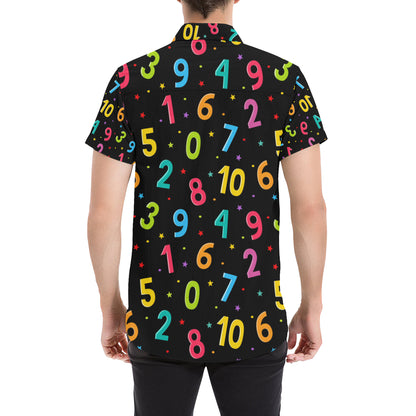 Number Pattern Print Design A04 Men's Short Sleeve Button Up Shirt