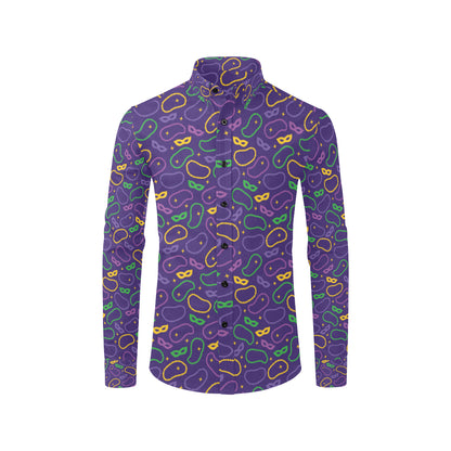 Mardi Gras Pattern Print Design 04 Men's Long Sleeve Shirt