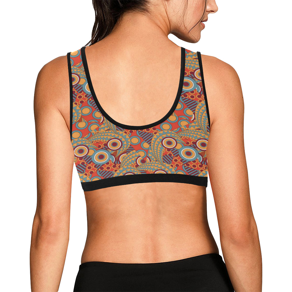 African Pattern Print Design 06 Sports Bra