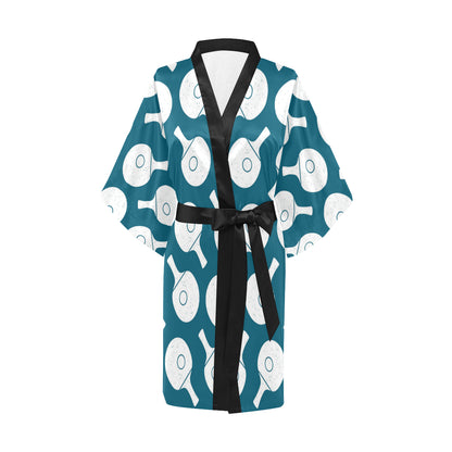 Ping Pong Pattern Print Design A02 Women's Short Kimono