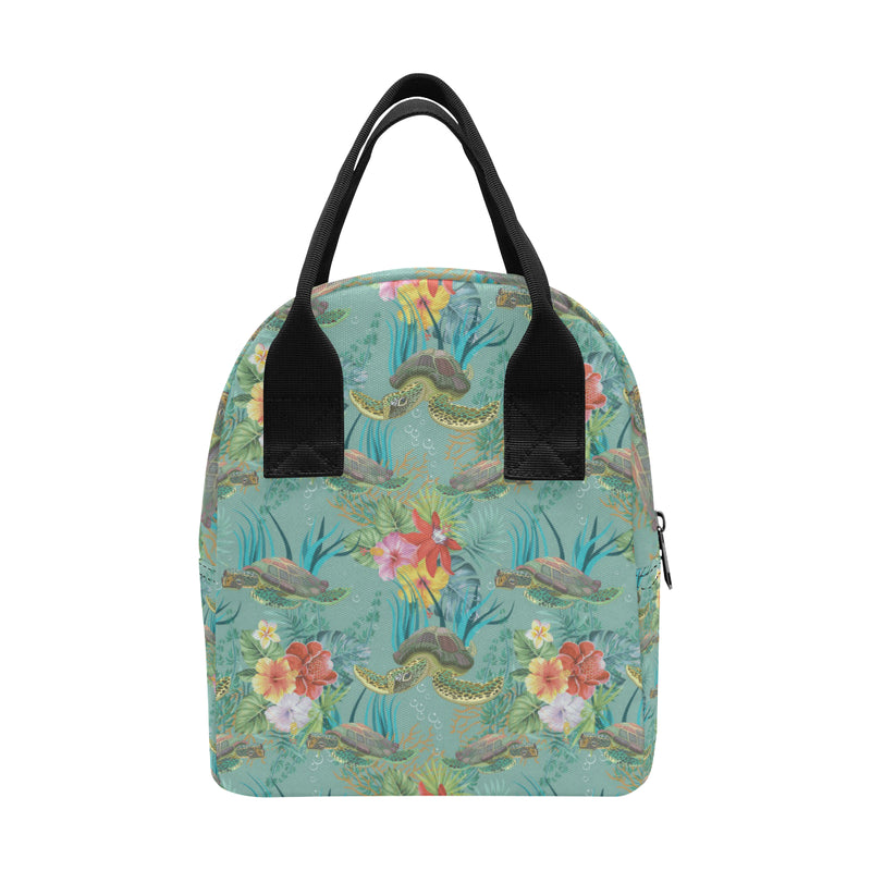 Sea Turtle Pattern Print Design T012 Insulated Lunch Bag