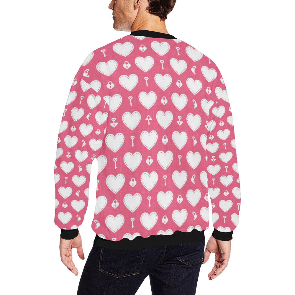 Heart Key Pattern Print Design HE09 Men Long Sleeve Sweatshirt