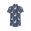 Llama Cactus Pattern Print Design 05 Men's Short Sleeve Button Up Shirt