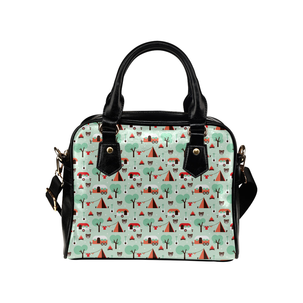 Camper Tent Pattern Print Design 01 Shoulder Handbag