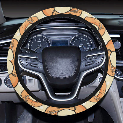 Bagel Pattern Print Design 03 Steering Wheel Cover with Elastic Edge