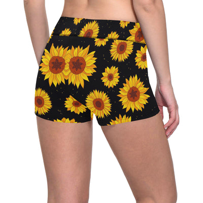 Sunflower Pattern Print Design SF09 Yoga Shorts