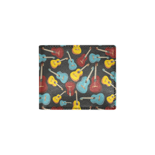 Acoustic Guitar Pattern Print Design 01 Men's ID Card Wallet