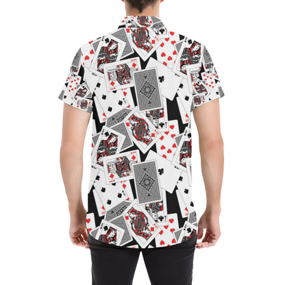 Poker Cards Pattern Print Design A04 Men's Short Sleeve Button Up Shirt