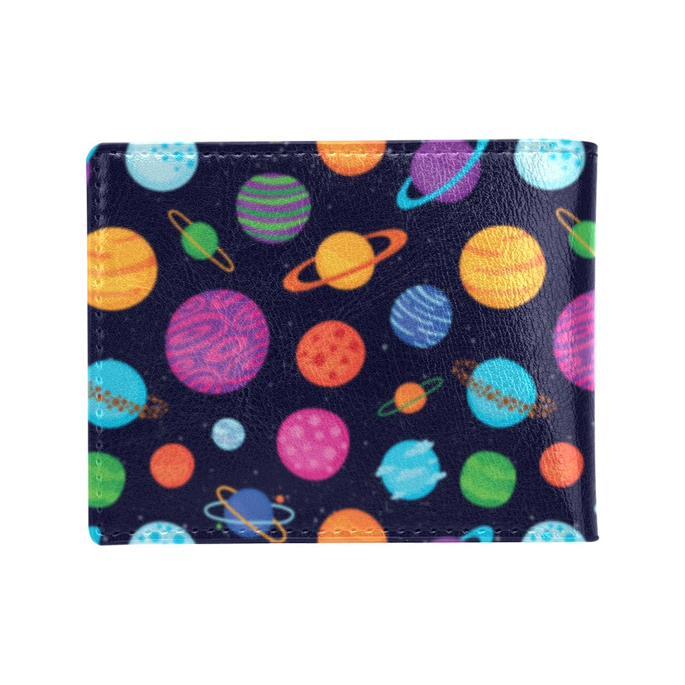 Planet Multicolor Print Design LKS302 Men's ID Card Wallet