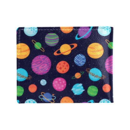 Planet Multicolor Print Design LKS302 Men's ID Card Wallet