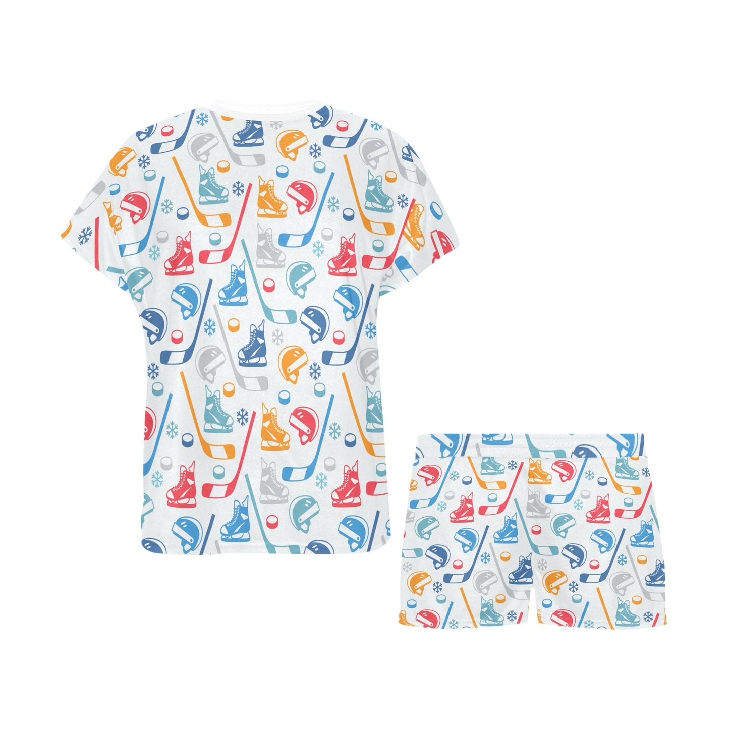 Hockey Equipment Print Design LKS301 Women's Short Pajama Set