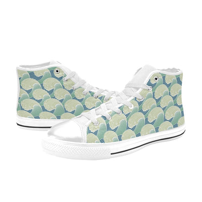 Wave Japan Style Print Design LKS302 High Top Women's White Shoes