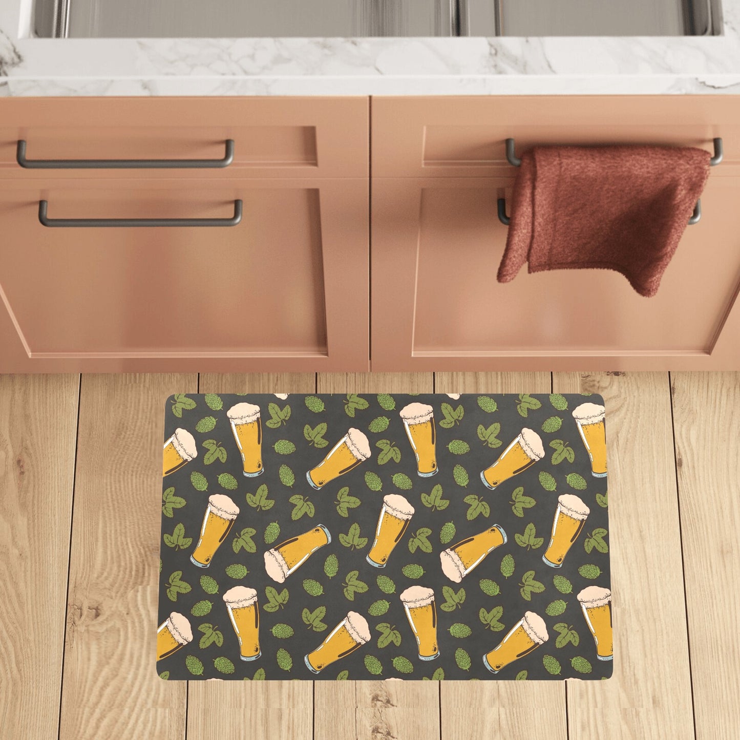Beer Iris Pattern Print Design 02 Kitchen Mat
