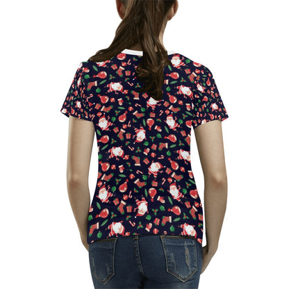 Santa Christmas Themed Print Design LKS304 Women's  T-shirt