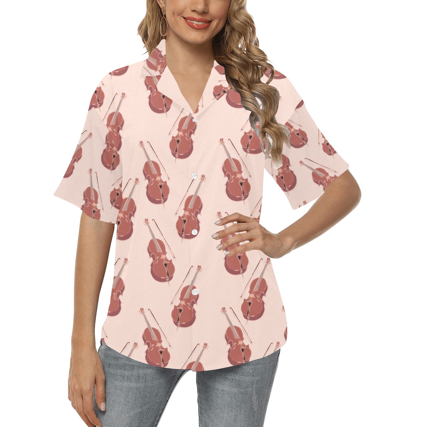 Cello Pattern Print Design 03 Women's Hawaiian Shirt