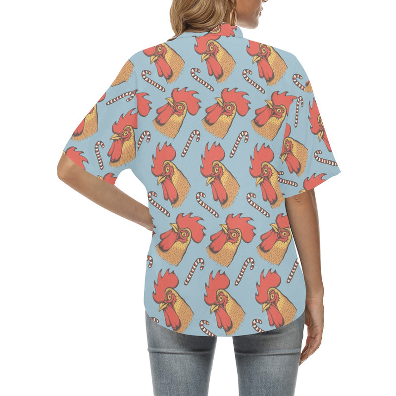 Rooster Pattern Print Design A05 Women's Hawaiian Shirt