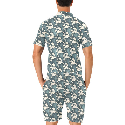 Wave Art Print Men's Romper