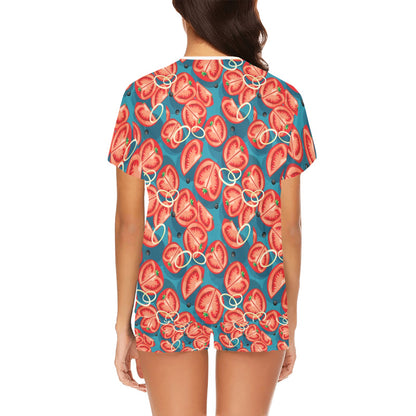 Tomato Print Design LKS301 Women's Short Pajama Set