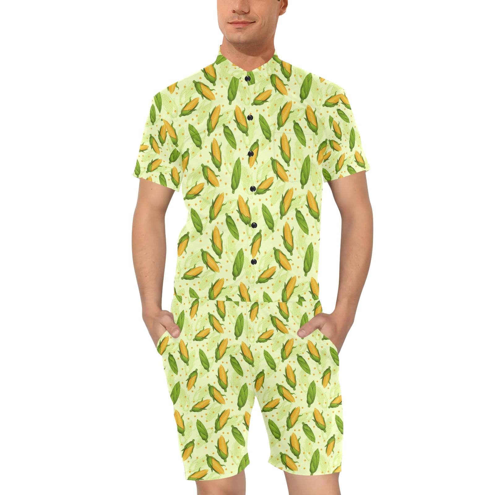 Agricultural Fresh Corn cob Print Pattern Men's Romper