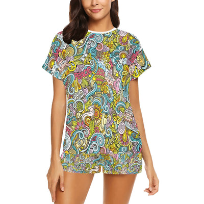 Hippie Print Design LKS301 Women's Short Pajama Set