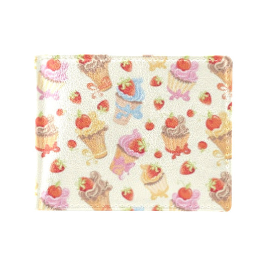 Cupcakes Strawberry Cherry Print Men's ID Card Wallet