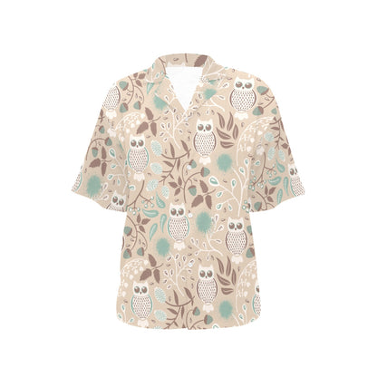 Owl Pattern Print Design A02 Women's Hawaiian Shirt