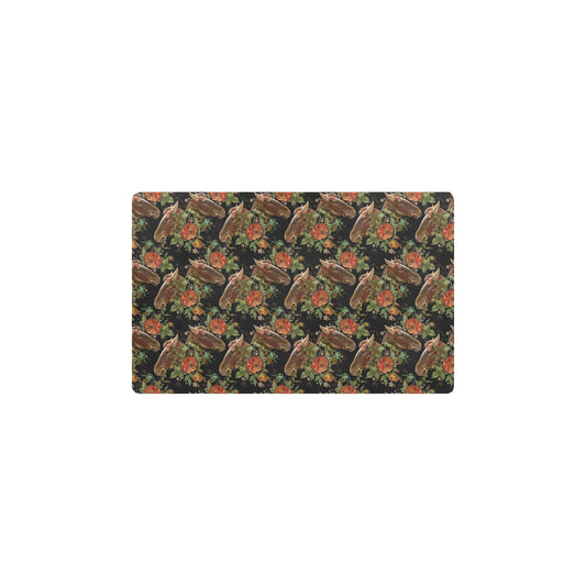 Horse Embroidery with Flower Design Kitchen Mat