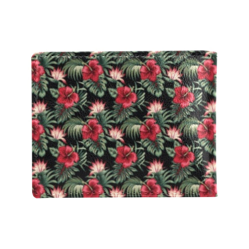 Flower Hawaiian Red Hibiscus Design Print Men's ID Card Wallet