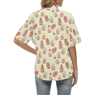 Cupcake Pattern Print Design 04 Women's Hawaiian Shirt