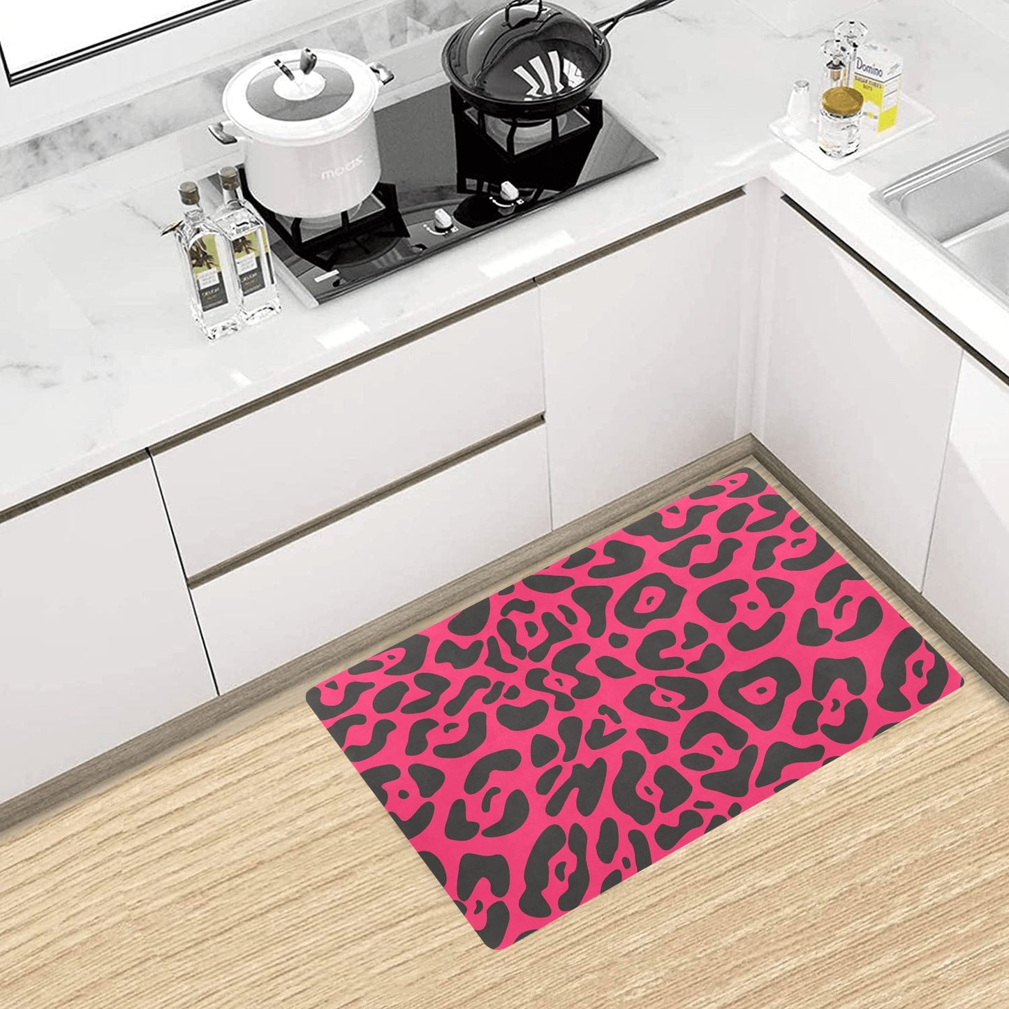 Cheetah Pink Print Pattern Kitchen Mat