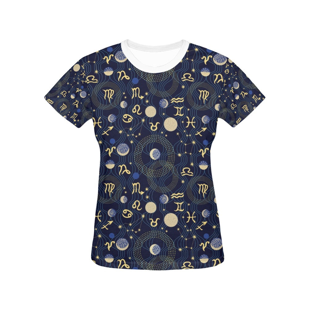 Zodiac Print Design LKS302 Women's  T-shirt