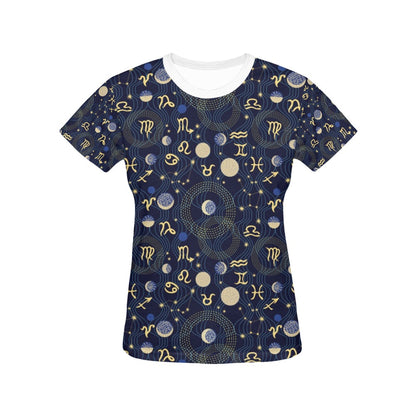 Zodiac Print Design LKS302 Women's  T-shirt