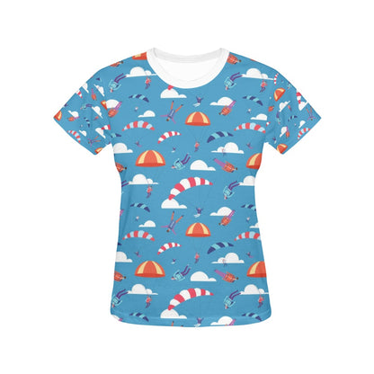 Skydiver Print Design LKS306 Women's  T-shirt