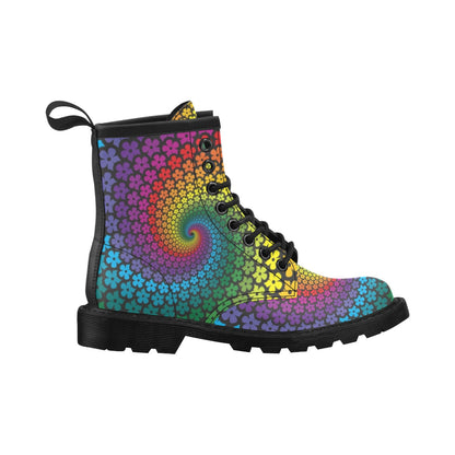 Flower Power Rainbow Spiral Print Women's Boots