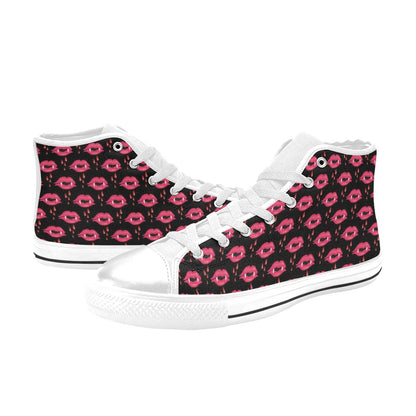 Vampire Lips Print Design LKS303 High Top Women's White Shoes