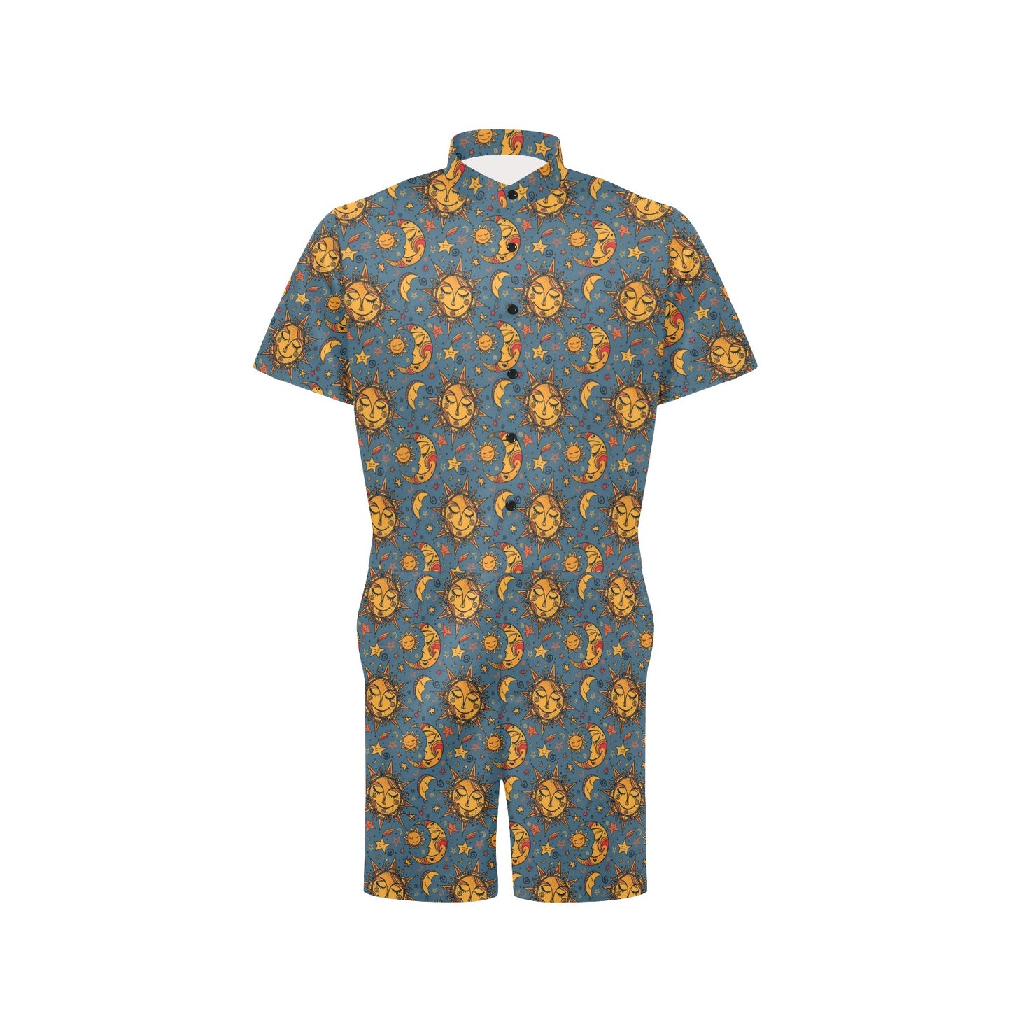Celestial Moon Sun Pattern Print Design 02 Men's Romper