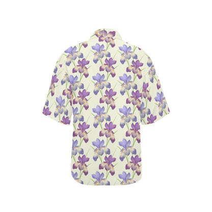 Iris Pattern Print Design IR08 Women's Hawaiian Shirt