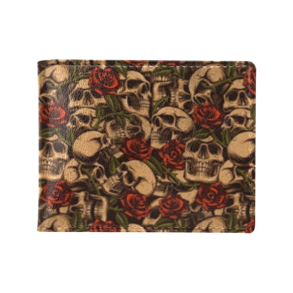 Skull Roses Vintage Design Themed Print Men's ID Card Wallet